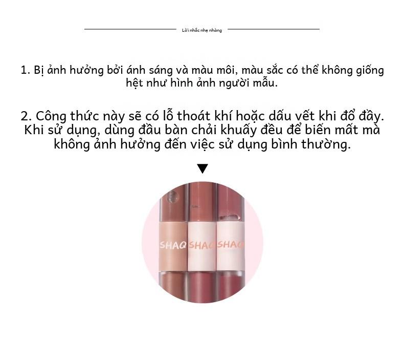 Product Introduction of Son Kem Hai Trong Một SHAQINUOTính Năng Gương, Với Son Kem Môi, Cho Hiệu Ứng Ánh Sáng Nước Ở Một Đầu, Son Môi Nhung Lì Cho Hiệu Ứng Mây Ở Đầu Khác. 15