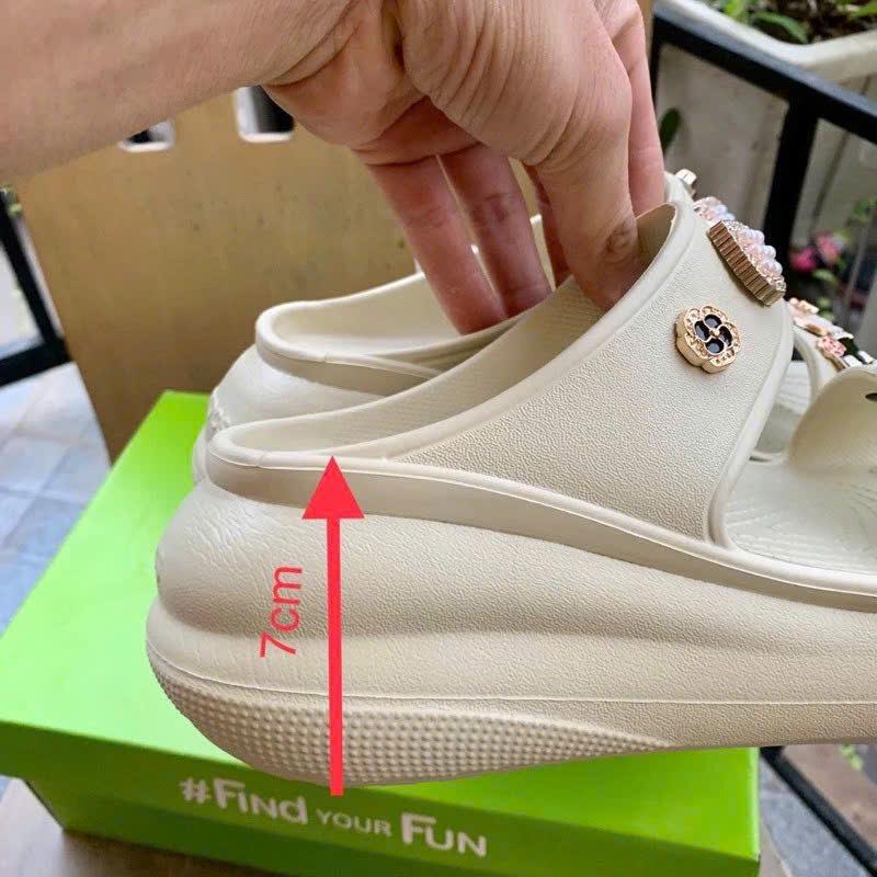 dép cross nữ shoes 2 quai cao 7cm, dép nữ đính stick chất cao su non êm nhẹ bền chống trơn trượt ful box DéP GiàY Jean Sandal giay  hot 7