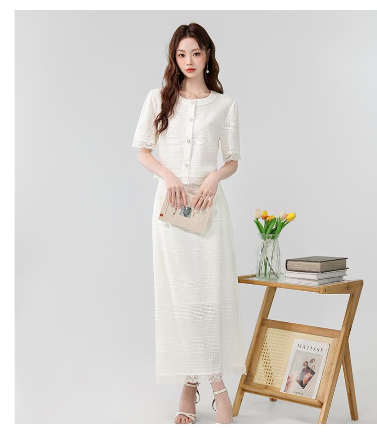 Product Introduction of Exclusive New High-End Dress 2025 Summer New Elegant Small Fragrance Style Heavy Lace Cover-Up Slimming Long Set Dress Luxury Women's Fashion 17