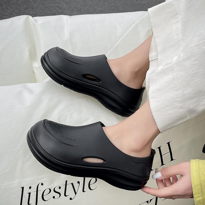 2025 Thick-Soled Closed-Toe Half Slippers for Women, Outdoor Wear, 2025 New Lightweight Non-Slip Waterproof Chef Shoes, Clogs 3