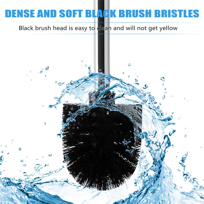 Replacement Stainless Steel WC Bathroom Cleaning Toilet Brush Black Head 1