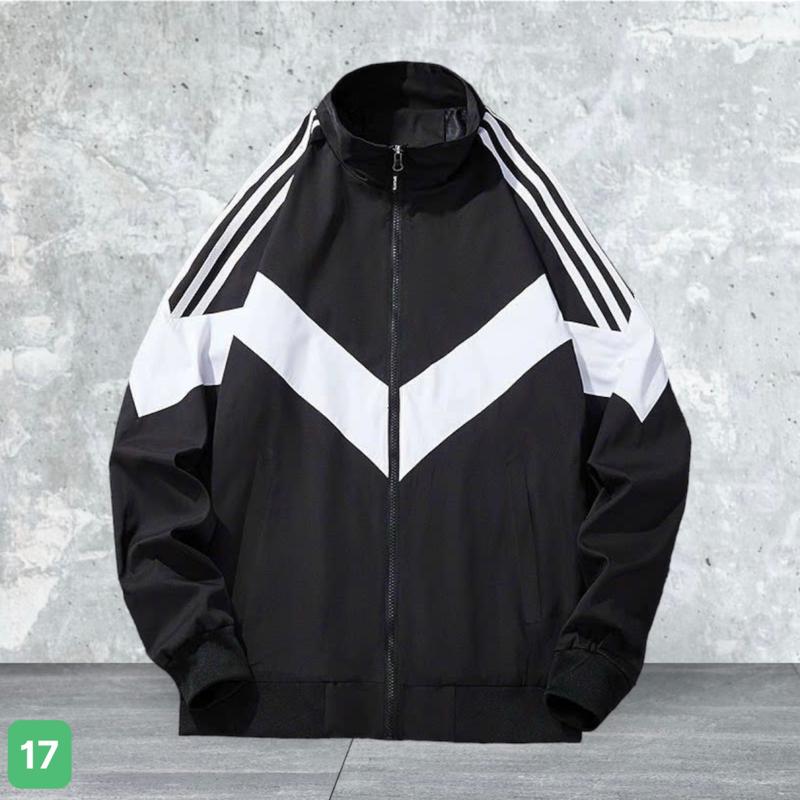 Áo khoác dù nam màu đen phối kẻ sọc, chất liệu dù 2 lớp phong cách trẻ trung năng động AKD17 Menswear Jacket