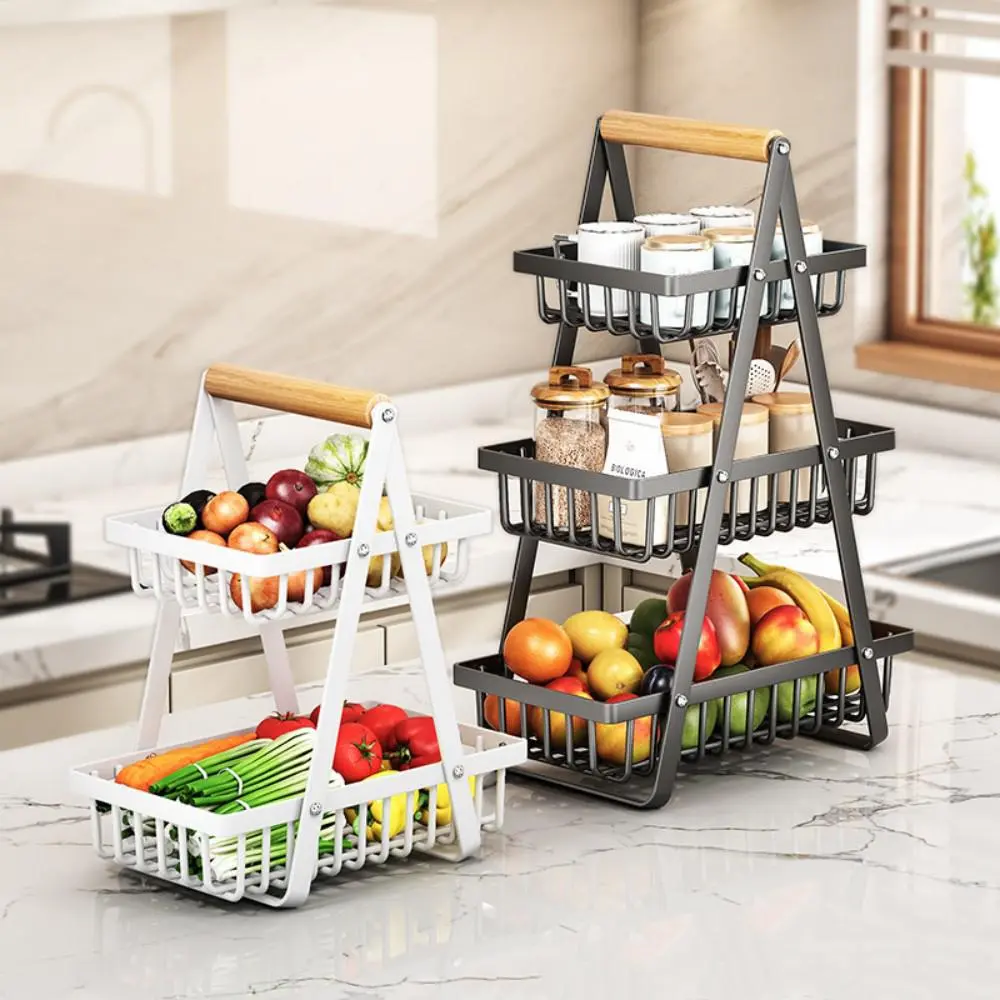 Multilayer Kitchen Fruit Basket, Detachable Metal Bread & Vegetable Storage Rack, Large Capacity Fruit Storage Rack, Home Organizer for Kitchen