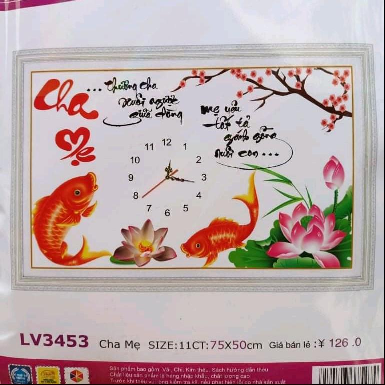 Tranh thêu chữ thập Cha mẹ LV3453-75x50cm