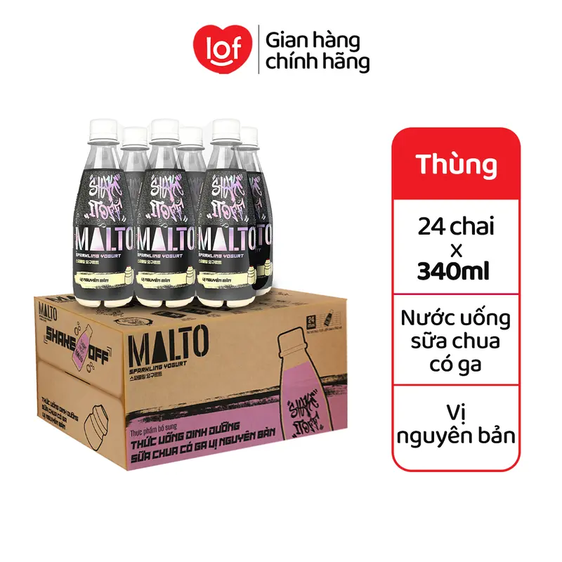 [TẶNG 1 THÙNG] MALTO Sparkling Yogurt MALTO Shake It Off sữa chua có ga vị nguyên bản (thùng 24 chai x 340ml)-LS 1