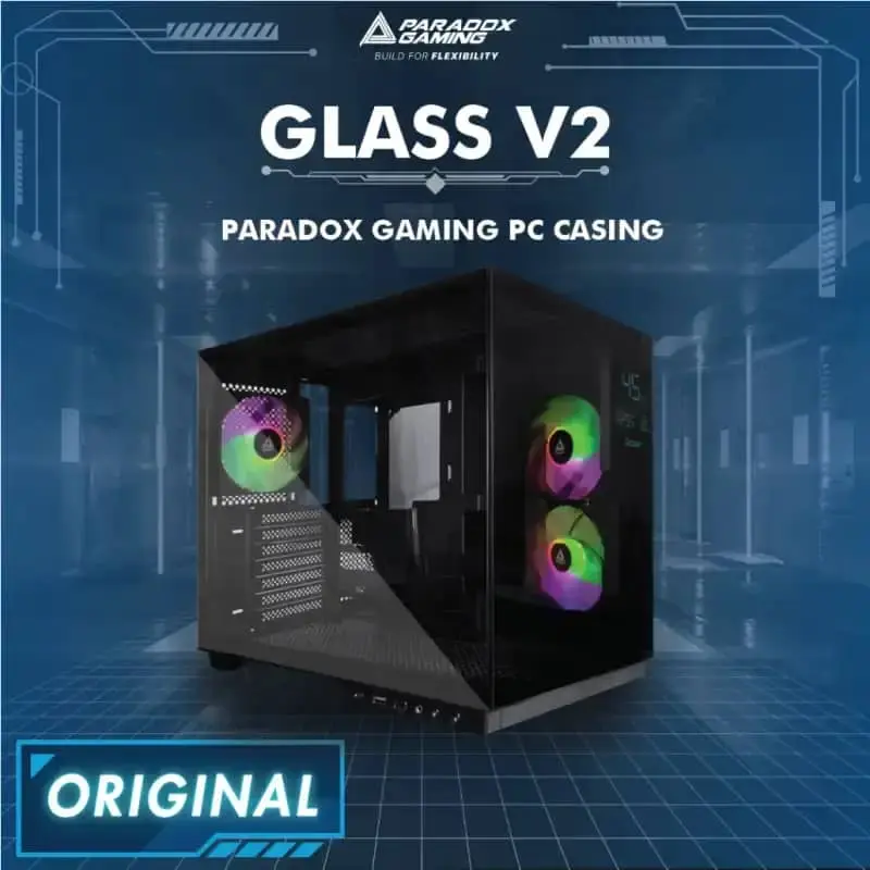 CASSING PARADOX GAMING GLASS V2 | BLACK | ATX | 3X ARGB FAN
