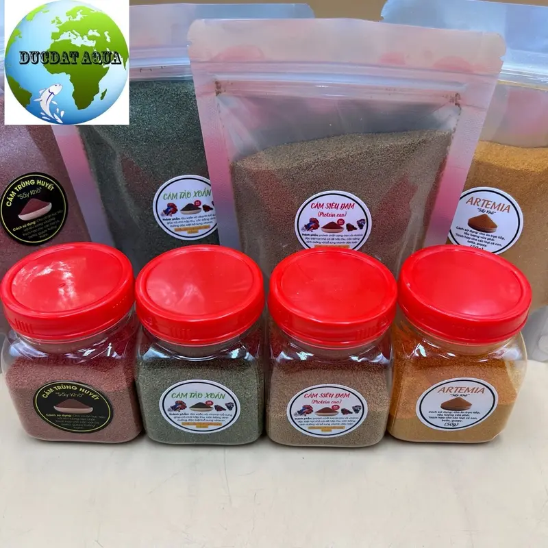 ￼ARTEMIA , trùng huyết , siêu đạm , tảo xoắn sấy khô,  50-100g giàu dinh dưỡng- TOP 1thức ăn cho cá con -đức đạt aqua 2