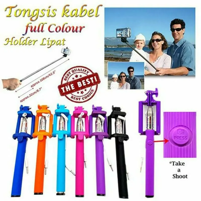 Tongsis kabel lipat full colour/tongkat narsis GMC holder lipat/tongsis monopod