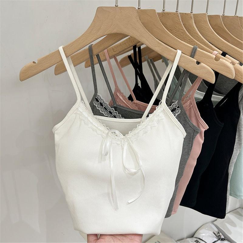 Product Introduction of Áo Vest Cô Gái Gia Vị, Có Nơ Ren, Dây Treo Dễ Phối Đồ Áo Ba Lỗ Y2k, Không Tay, Dây Đeo Thường Ngày Thời Trang Đường Phố Thời Trang, Áo Yếm 17