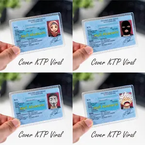 Cover KTP/ Sampul Pelindung Kartu Anti Gores Untuk KTP SIM ID CARD Design Anime/ Kartun/ Meme Polos Hitam
