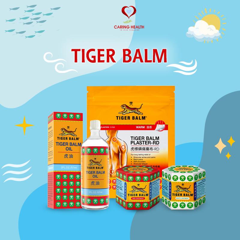 Dầu cù là con cọp Tiger Balm đỏ và trắng dầu nóng miếng dán - Chính hãng nhập từ Singapore