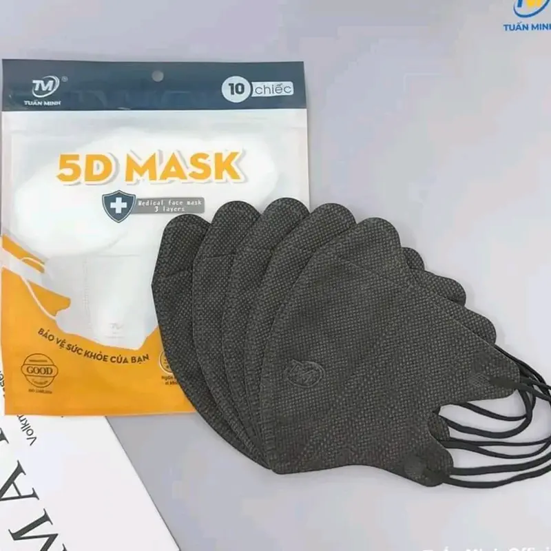 Set 100 chiếc Khẩu trang 5D Mask màu đen cá tính Women Phụ Kiện Voi 1
