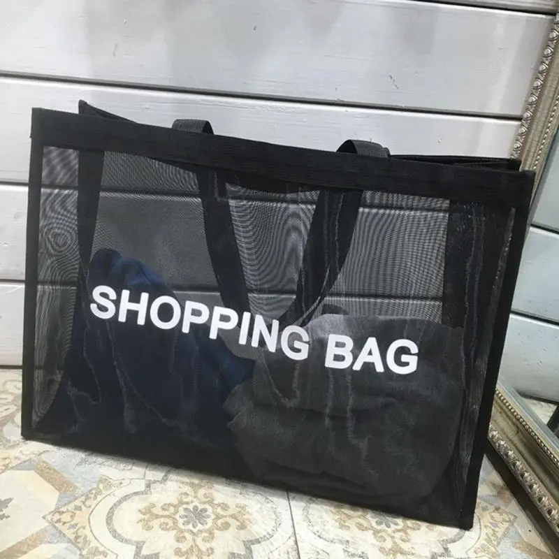 FreeHummingbird-Túi Mua Sắm Lưới Trong Suốt, Túi Đeo Một Bên Vai Sức Chứa Lớn, Thoáng Khí, Cho Du Lịch Bãi Biển 6