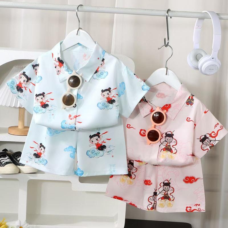 Product Introduction of Bộ Nezha Mùa Hè Cho Trẻ Em, Hàng Mới Về, Bộ Sưu Tập Năm 2025, Dành Cho Bé, Áo Sơ Mi Ngắn Tay Đi Kỳ Nghỉ Quần Đùi Đi Biển Mỏng, Thiết Kế Dễ Thương Và Hợp Xu hướng, Thích Hợp Cho Bé Gái, 7104 Người Được Thu Thập 2
