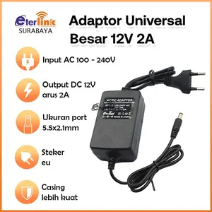 Adaptor DC 12V 2A  Power Supply Untuk Lampu Strip All CCTV DVR HDD ADP PSU BNC DRAT