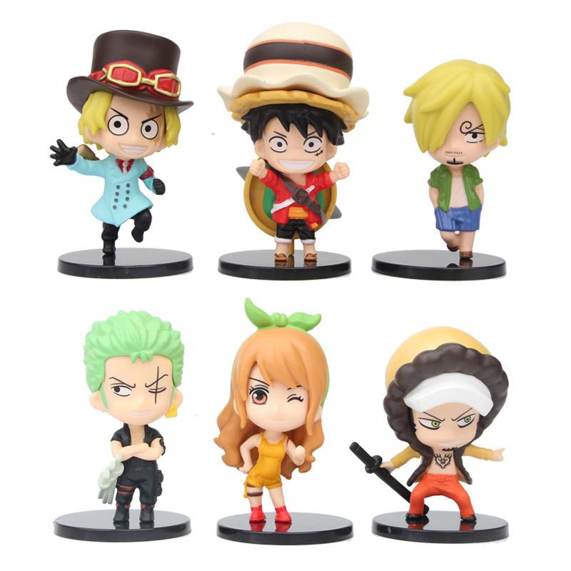 One Piece Pvc Figurine Set 10 11cm 6 Piece Collection Sabo Luffy Sanji Zoro Nami 1