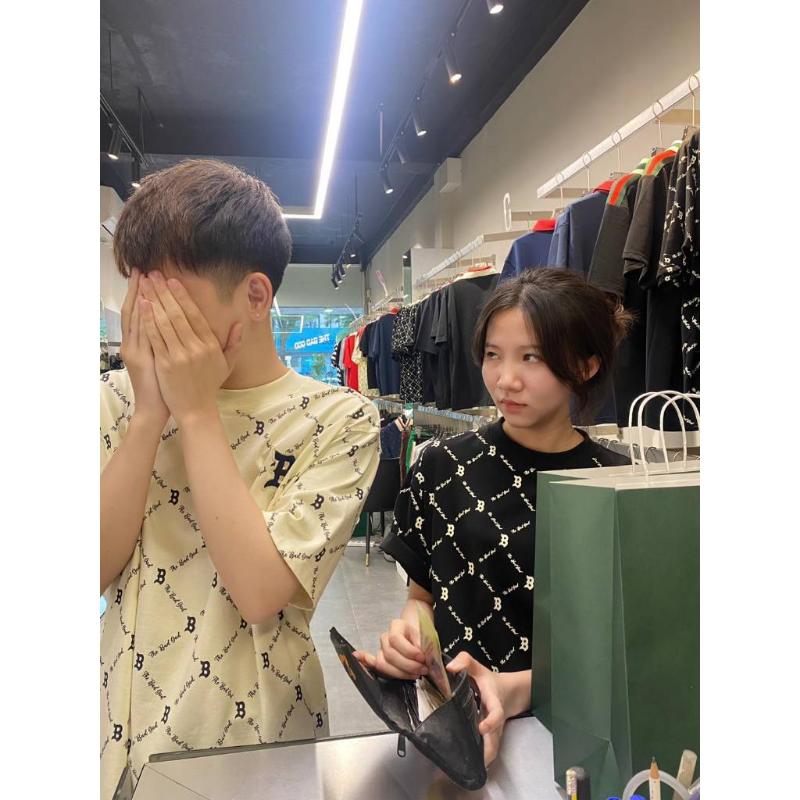 phong cách năng động ÁPhông Nam Nữ trắng Logo phong cách thể thao dễ phối đồ cho boy phố Menswear Cotton Cổ Tròn Unisex Áo 8