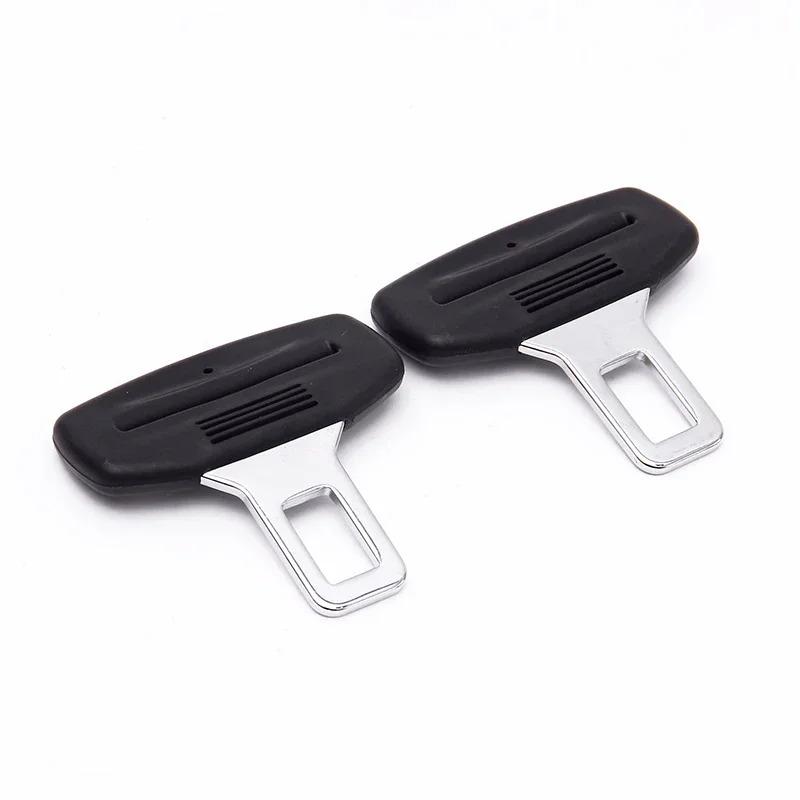 2pcs Car Safety Belt Lock Universal Adjustable Black Straight Lock Tongue Clips Insert Metal Automobiles Fastener Accessories 6