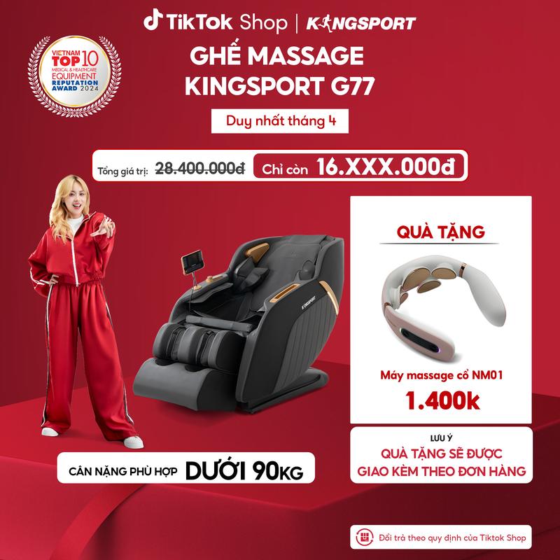 [Miễn phí lắp đặt] Ghế massage KINGSPORT G77 New màu sắc hiện đại, tích hợp điều khiển bằng giọng nói, khung ghế rộng rãi và thoải mái