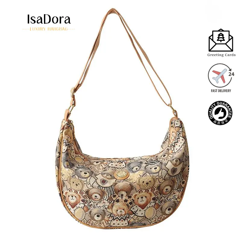 2024 New Katie Bear Large Tote Bag - Trendy High-Capacity Shoulder and Crossbody Bag with Elegant Embroidery