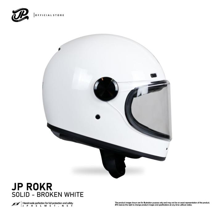 Gambar Helm Full Face Retro Pria Wanita Harian Motor Matic Tebal Nyaman SNI DOT Retro JP ROKR - Solid - BrokenWhiteGlos, L dari JPX HELMET Kab. Tangerang 5 Tokopedia