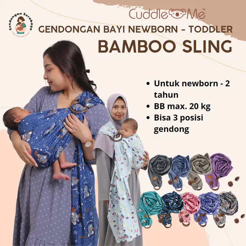 Gendongan Bayi Ringsling CuddleMe Bamboo Sling for Newborn Toodler Bunda Gendong 0