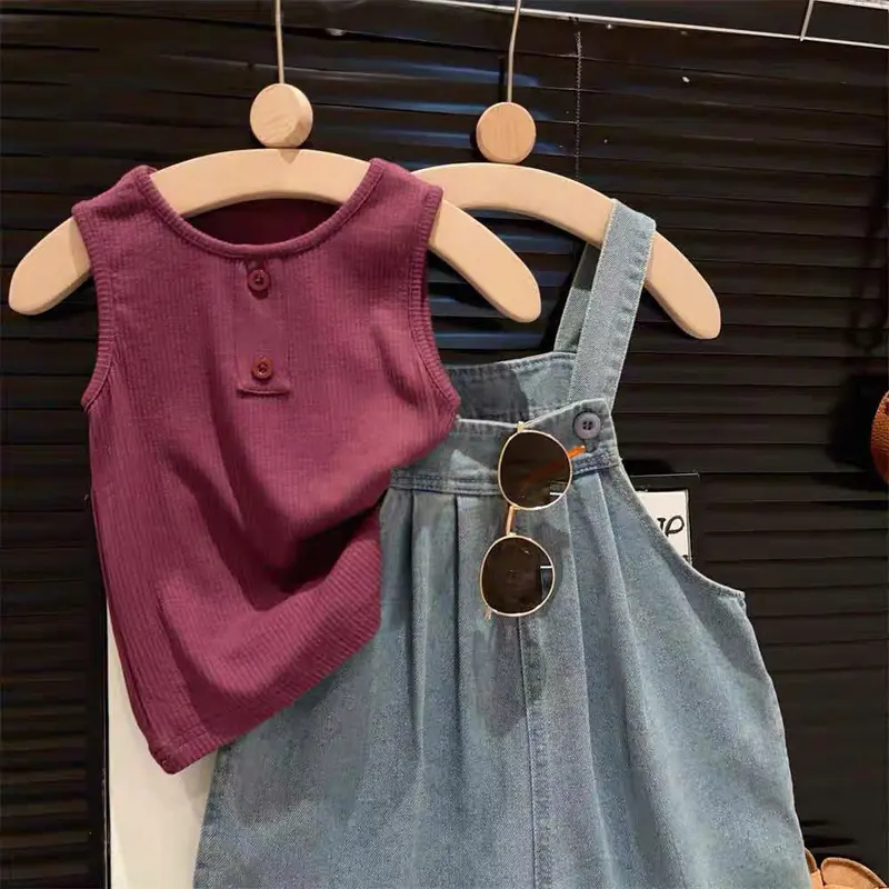 Quần yếm jean 2 màu  cho bé trai và bé gái, phong cách Hàn yếm bò cho bé _S4 7