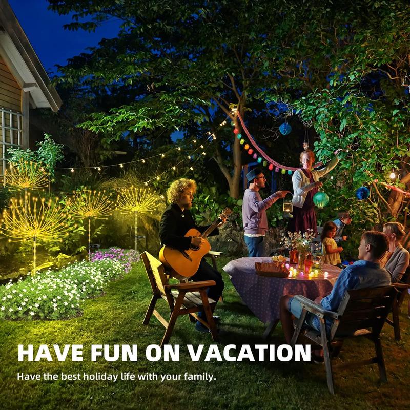 Product Introduction of Solar Powered Firework Shaped Light, 120 LEDs Outdoor Solar Garden Decorative Light, Waterproof String Landscape Light for Walkway Pathway Backyard Decoration 5