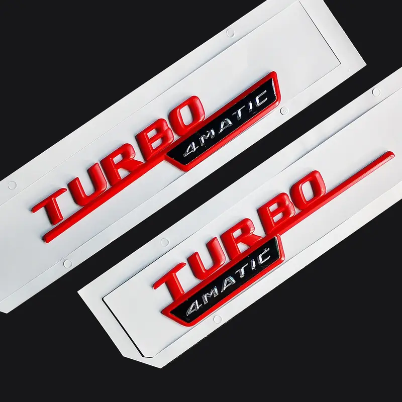 Thư biểu tượng cho Turbo 4matic AMG Huy hiệu Fender Logo Xe dán phong cách cho Mercedes Benz AMG bóng đen 1