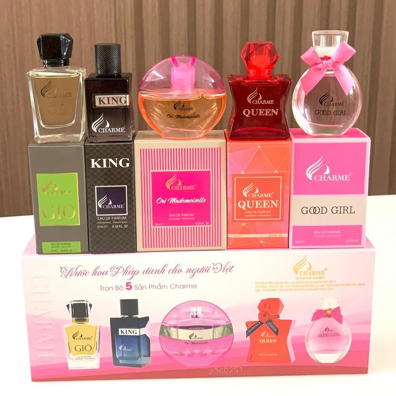 Bộ Set Nước Hoa Charme Mini (5 chai x 10ml) - Dạng Chấm Perfume Cosmetic