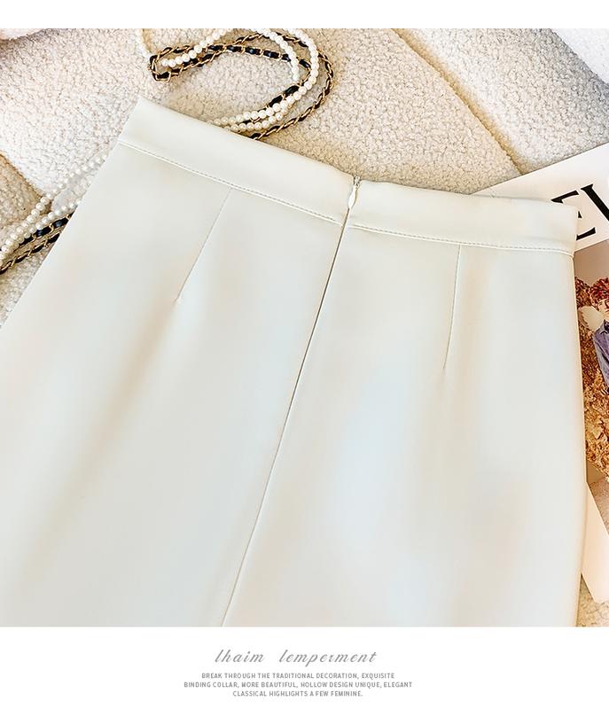 Product Introduction of AMMIN Korean style zipper high waist fashion pleated chiffon skirt Women 2024 Spring Fall retro solid color commuter A-line anti-slip hip wrap one-step dress 22