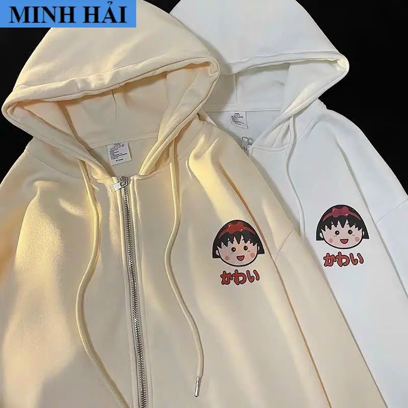[HOT SALE] Áo Khoác hoodie Nữ Có Dây kéo Kèm Có Mũ 2 Lớp  Chất Nỉ Logo Thêu Hình Mặt Em Bé Siêu Cute Đáng Yêu Hot Trend MINH HẢI FASHION