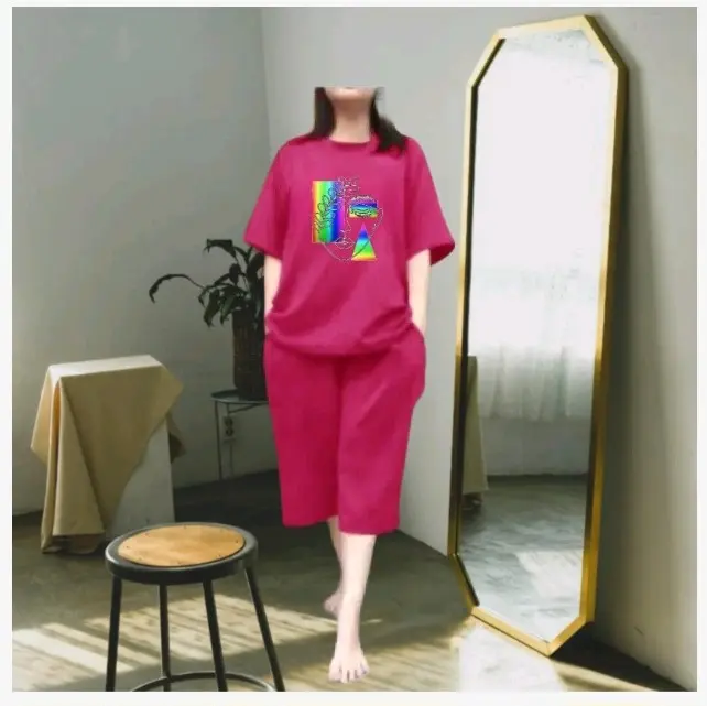 SETELAN CELANA KULOT BABYTERRY WANITA OVERSIZE Atasan Kaos Fit 8