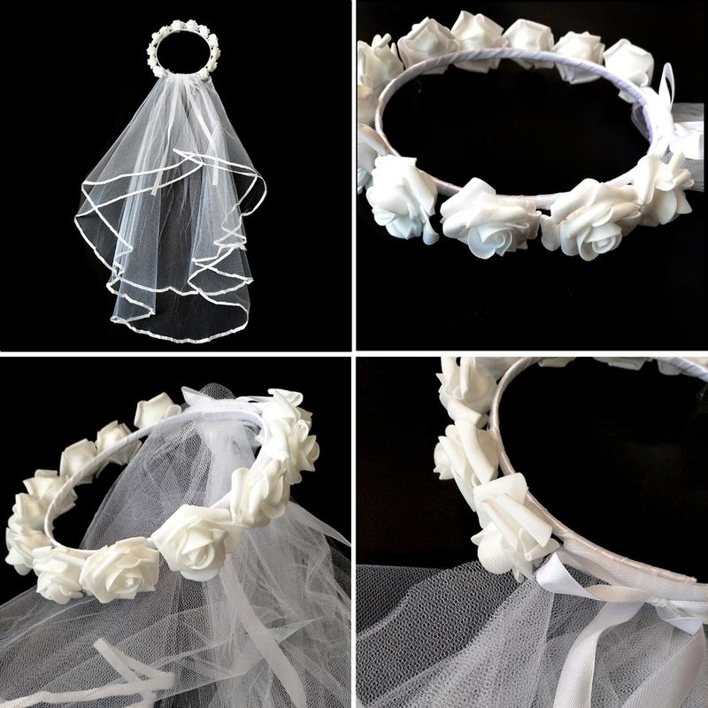 Product Introduction of Romance Flower Headdress Wedding Headband with Veil Trend Bride Party Headdress 51