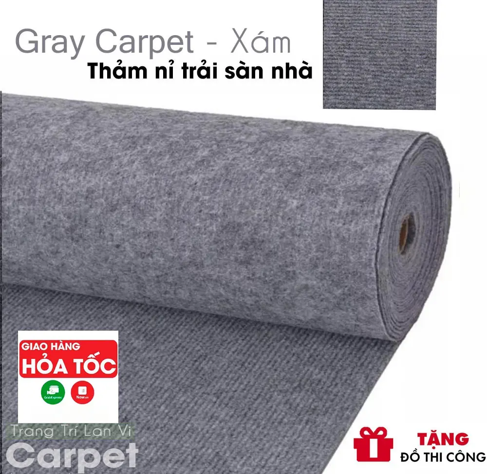 Thảm nỉ trải sàn nhà, thảm trải phòng trang trí dày 3mm trải văn phòng sự kiện phòng ngủ khổ rộng 2m