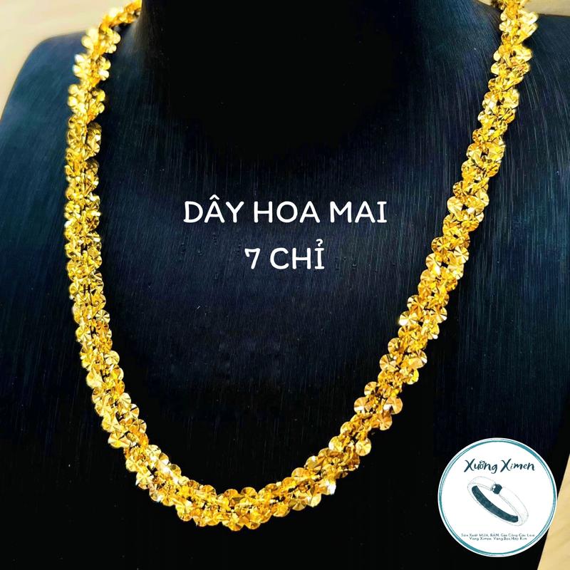 Dây Xoắn Lá Hoa Mai Đồng Hội Vàng 18k Màu 610 Siêu Sang Dây Nhỏ 3 Chỉ, Dây Trung 5 Chỉ, Dây Lớn 7 Chỉ Không Phai Màu