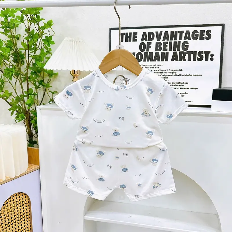 { CHẤT MÁT, VẢI ĐẸP} Combo 3-Combo 5 Bộ Cộc Tay Cài Vai NỀN TRẮNG Cho Bé Trai, Bé Gái Chất Petit Mềm Mại, Mát Lạnh Từ 5-14Kg_M26 7