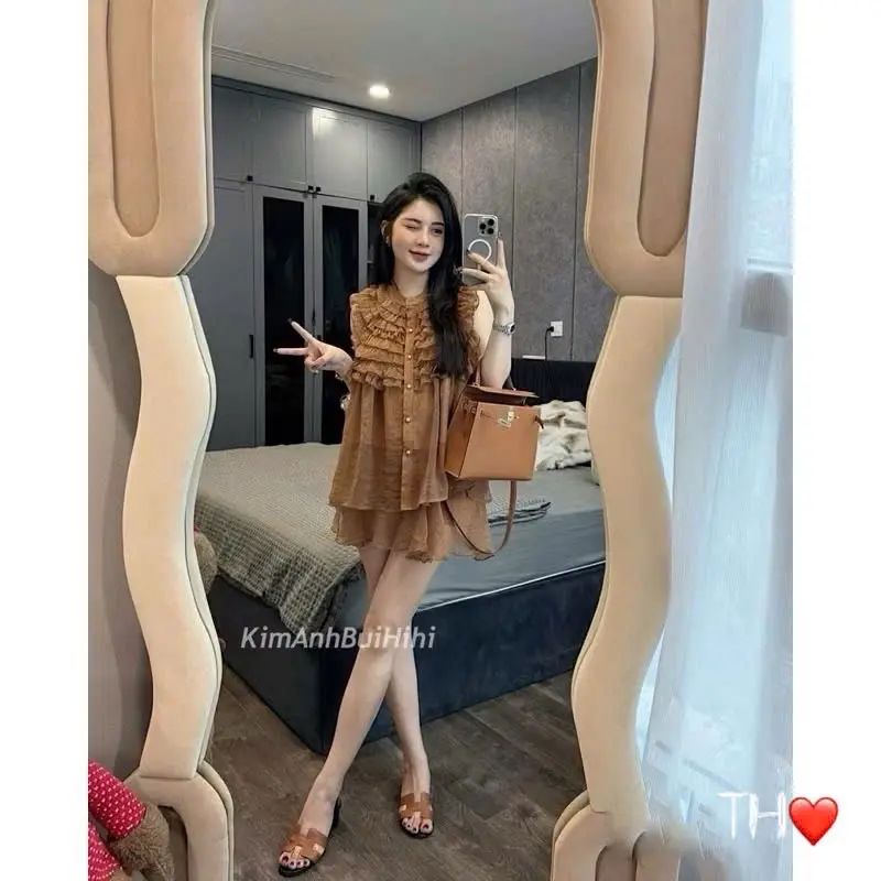 Set Đồ Bộ Nữ, Áo Sát Nách Phối Chân Váy Xòe Chất Liệu Tơ Óng Chuẩn Hàng Loại 1.