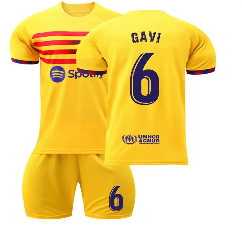 Barcelona Ba Sân Đấu, Màu Vàng, Bộ Sưu Tập 2022-23, Áo Thi Đấu Số 9 Levan 6 Gavi, Jersey Yếu Tố Catalonia
