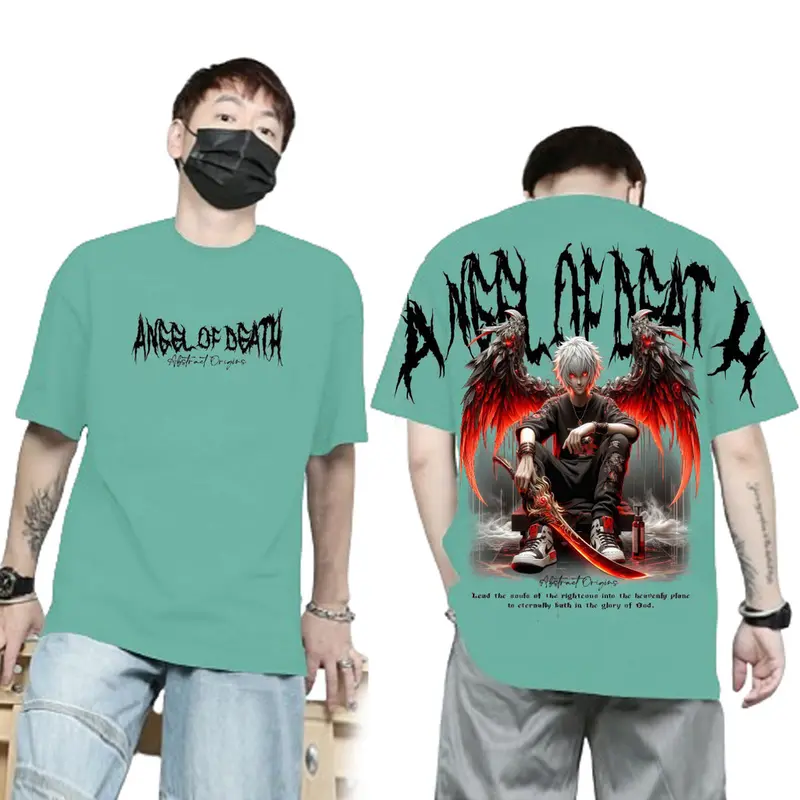 Baju Kaos Tshirt Distro Tulisan ANGLE OF DEATH Pria Wanita Keren Lengan Pendek Motif Simple Lembut 1
