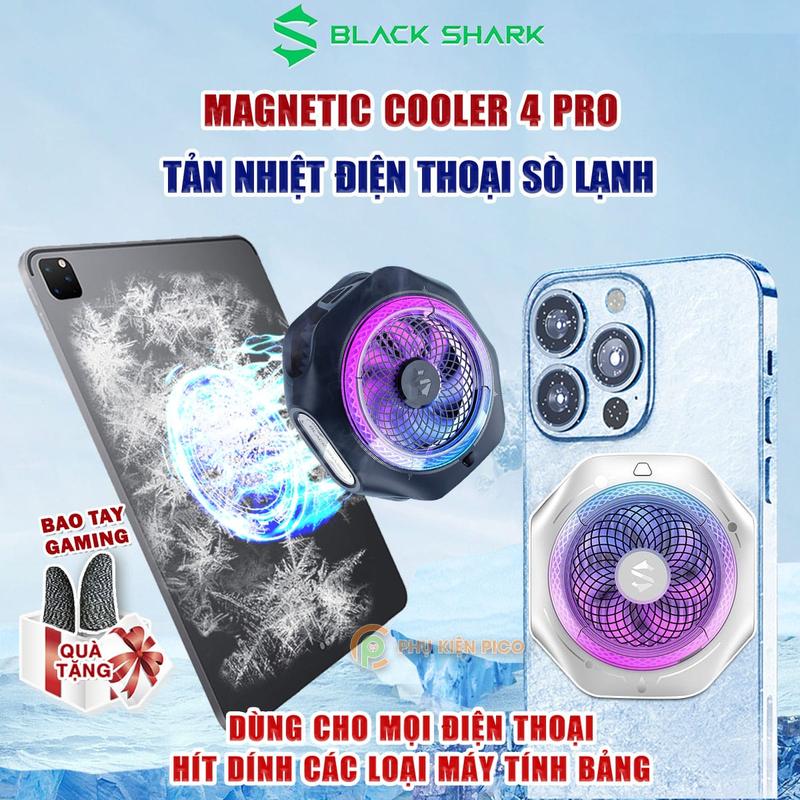 Quạt tản nhiệt điện thoại máy tính bảng Black Shark Magnetic 4 Pro sò lạnh từ tính công suất 27W, led RGB gaming hỗ trợ Livestream - Quạt Black Shark Magcooler 4 Pro Usb