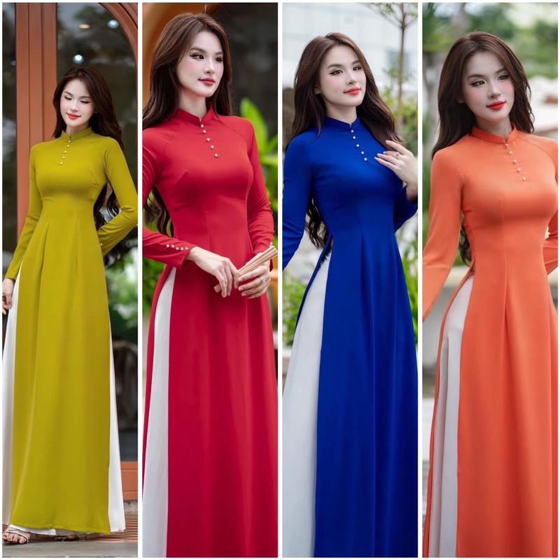 Áo Dài Truyền Thống Lụa Mỹ Chất Liệu Mềm , Không Nhăn Không Xù 0