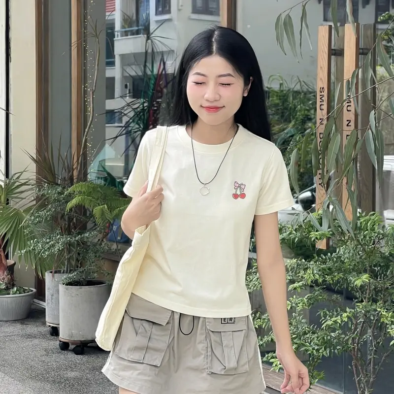Áo Thun Nữ Baby Tee PRICKLE Cherry Premium 100% Cotton 1
