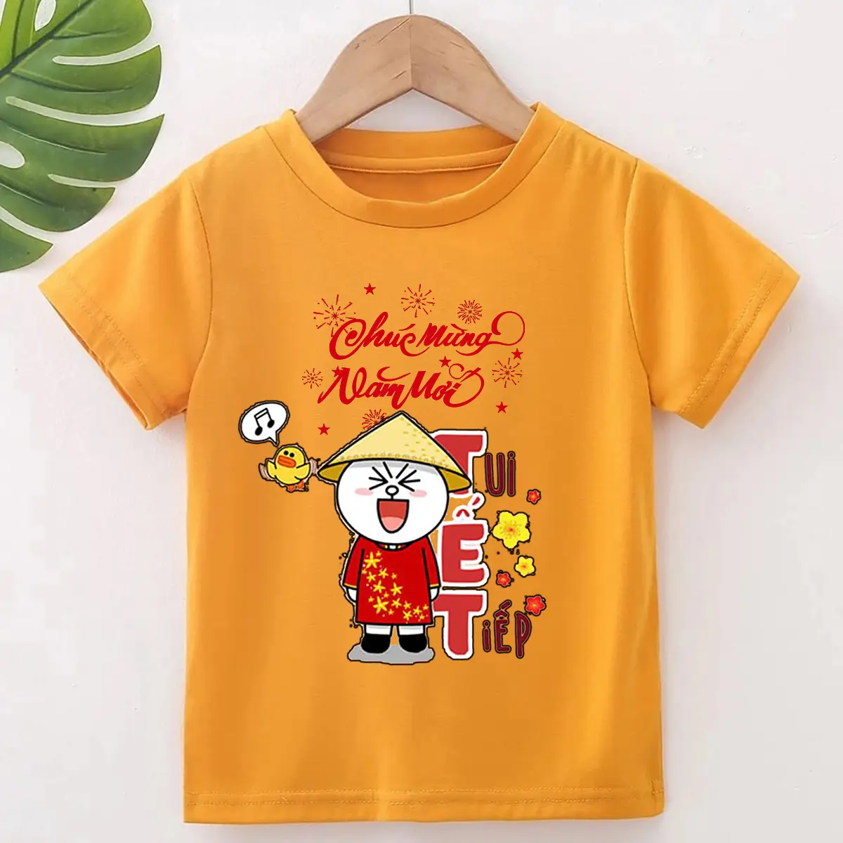 Áo thun trẻ em Áo POLYCOTTON mát mịn In Hình TẾT 2025 TUI Ế TIẾP cho bé trai và bé gái Vải Cotton Baby Tee Women Top Voi Cổ Tròn Heart áo  baby áo  baby