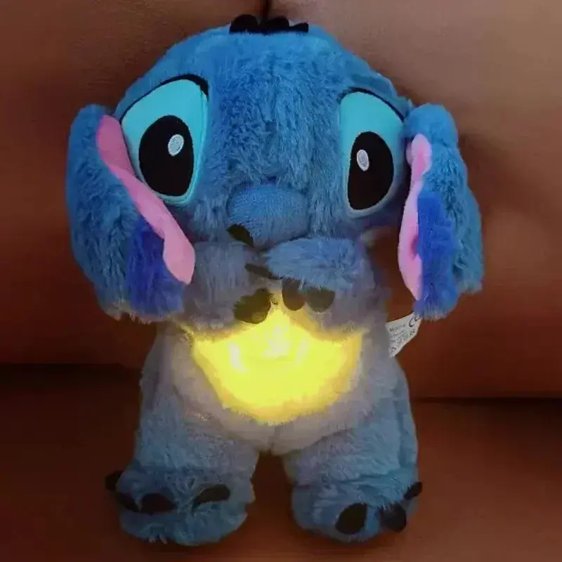 Stitch Plush Doll Breathing Light Child Soothes Toys Pink Angel Anime Cute Baby Music Light Sleep ToyKid Christmas Birthday Gift