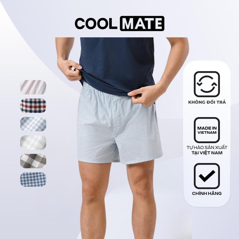 [Không đổi trả] Quần Shorts Nam Mặc Nhà Kẻ Sọc Cotton MÀU NGẪU NHIÊN - Coolmate