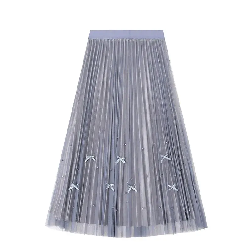 Chân váy von 2 mặt đính ngọc nơ trẻ trung nữ tính hàng quảng châu cao cấp 721 0
