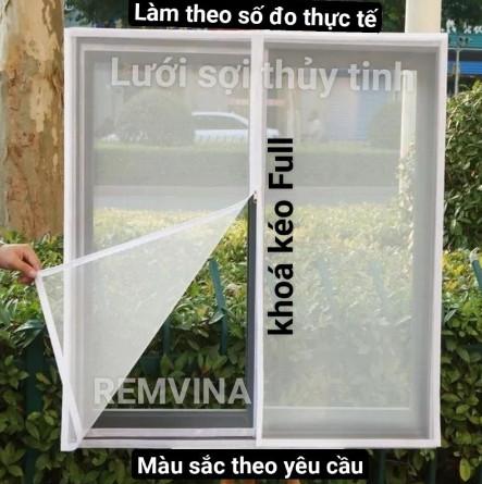 Rèm lưới dán cửa sổ, tự dính, chống muỗi có khoá kéo