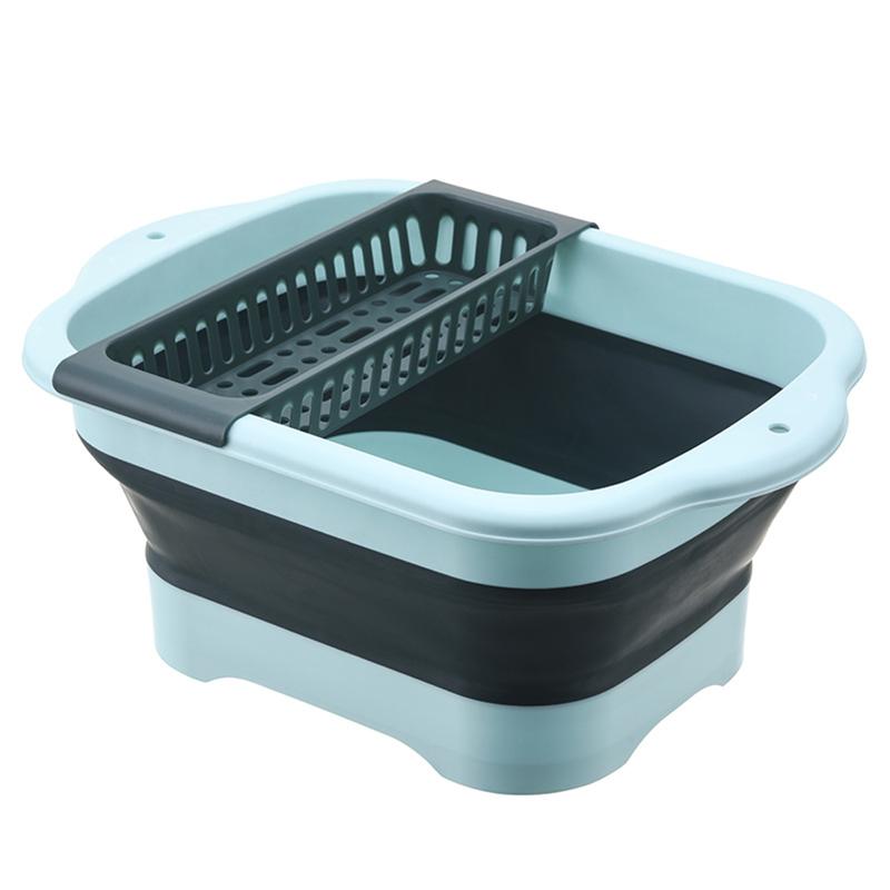 Portable Kitchen Storage Tray Foldable Dishwashing Basin with Drain Plug, Space Saving Outdoor Multipurpose Folding Sink 0