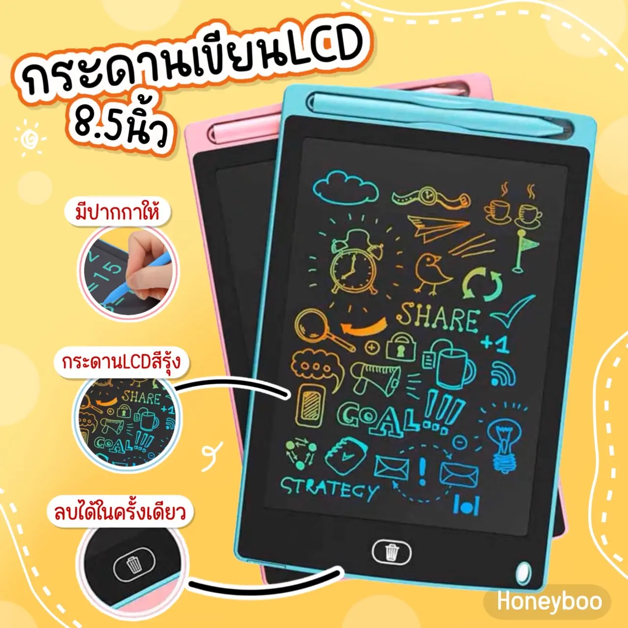 [IPAD-KTK] [ปุ่มเดียว เพื่อล้าง] กระดานเขียนด้วยลายมือ LCD，กระดานวาดรูปเด็ก กระดานเด็ก LCD Tablet กระดานเด็กลบได้ กระดานวาดภาพ